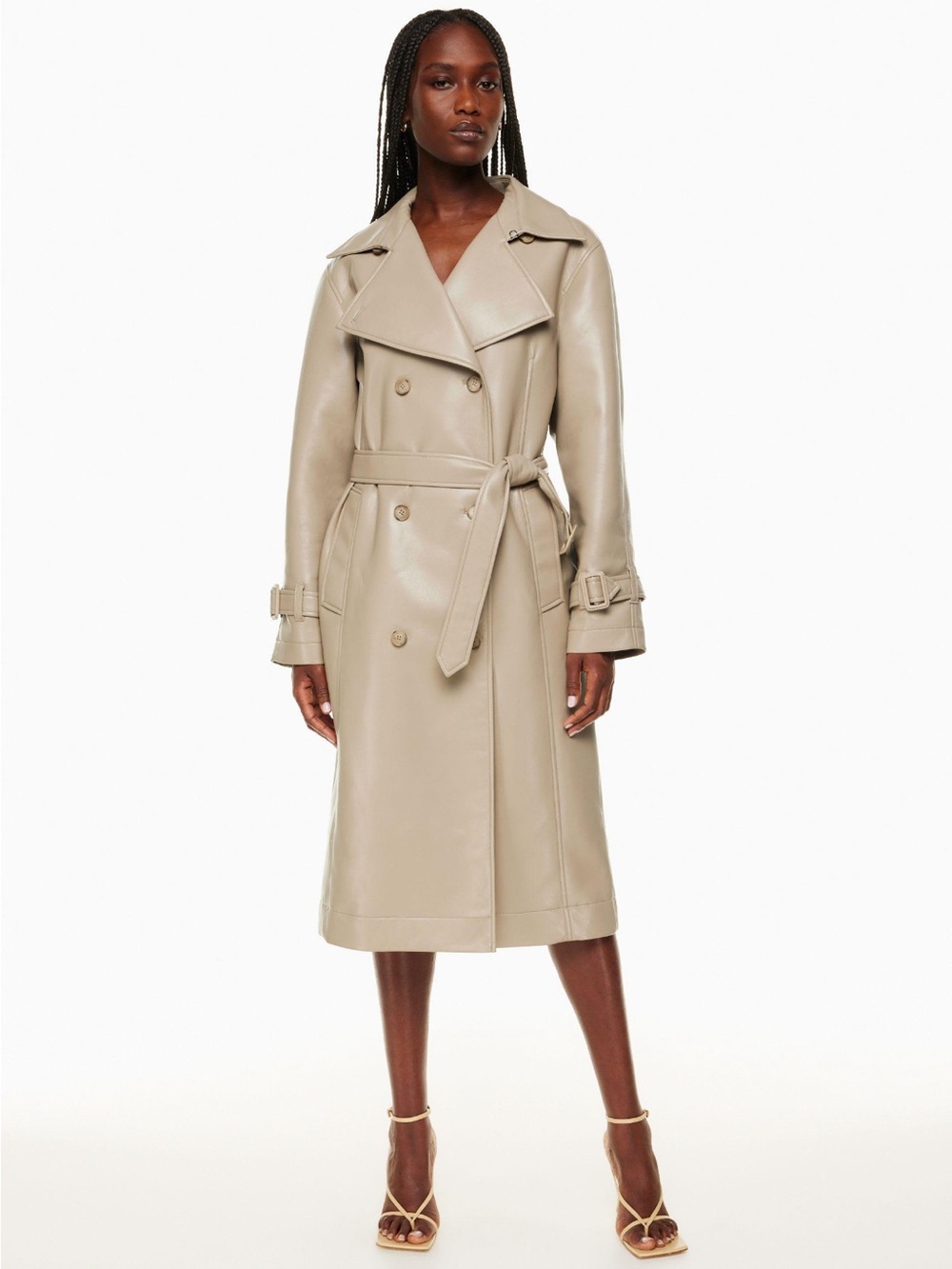 Aritzia Beige Leather Trench Coat